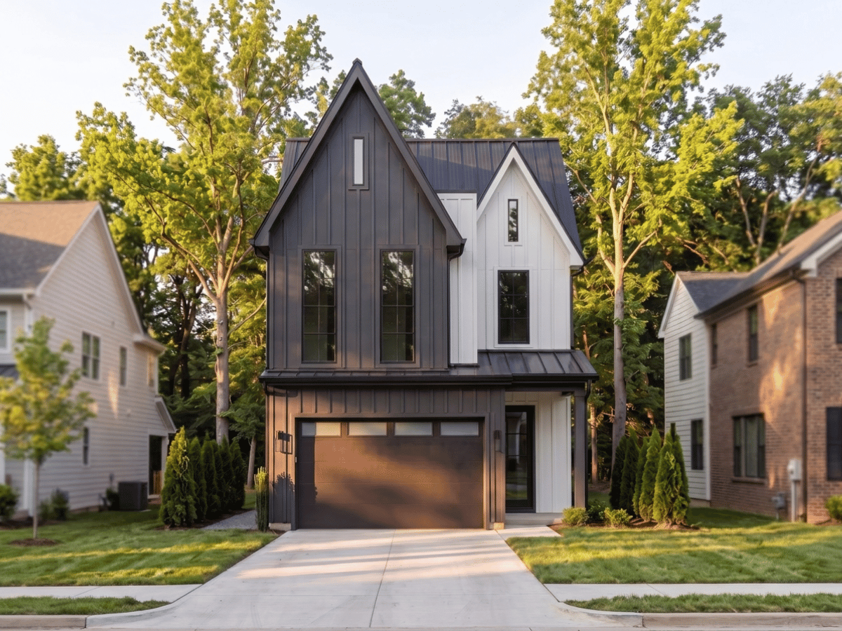 AI-generated exterior design concept for an Urbanstead Homes custom home